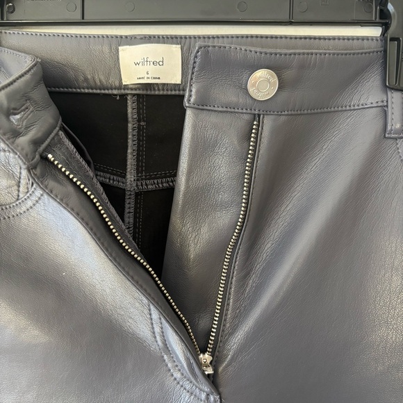 Aritzia Wilfred The Melina Pant Gray Faux Vegan Leather High Rise Straight Leg - Picture 4 of 11